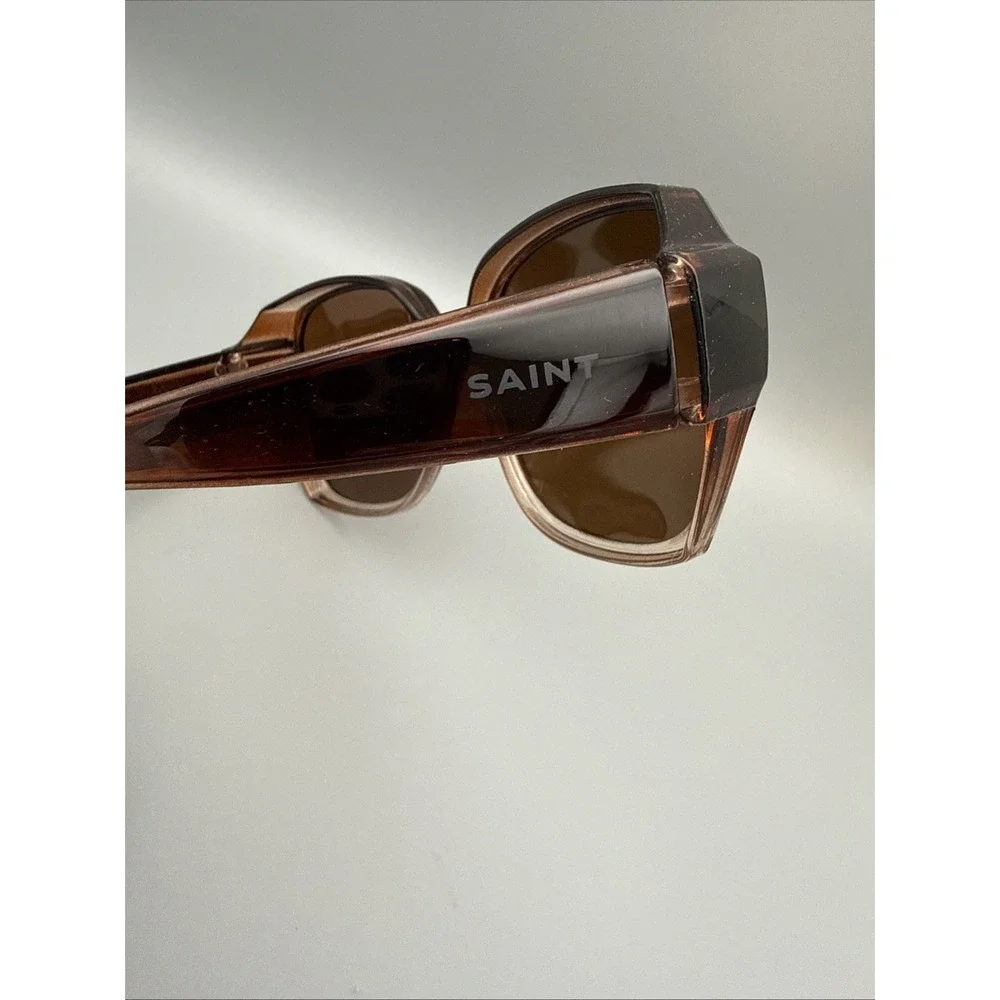 SAINT Genuine Brown/Pink Oversized  Sunglasses-Gradient Polarized Brown Lens NEW